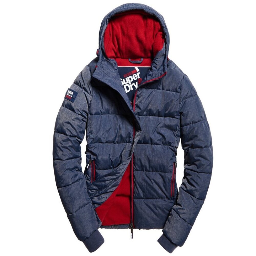 Men's - Sports Puffer Jacket in Indigo Marl/deep Red